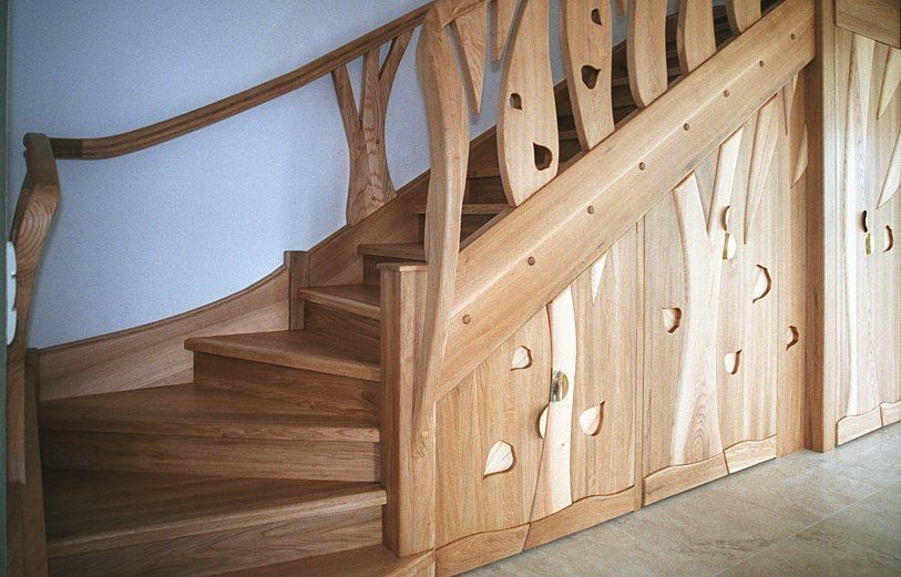 schody drewniane dębowe, zabudowa pod schodami, brzeziniak