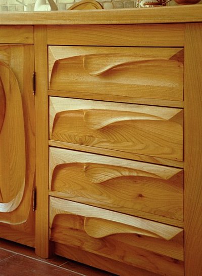 Kuchenne drewniane unikatowe meble szuflady. #1054