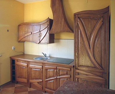Meble drewniane do kuchni unikatowe szafki dębowe. #1141