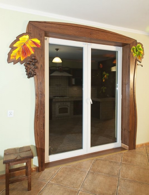 drzwi drewniane artystyczne na taras. #11713