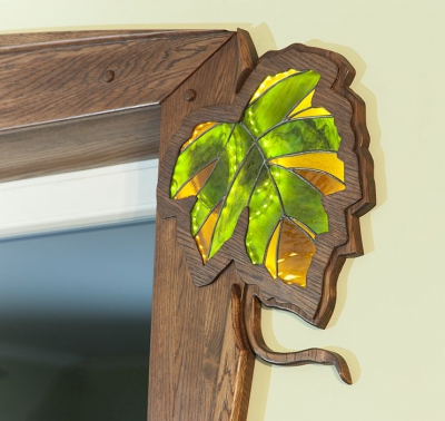 artystyczny witraz drzwi z drewna. #11715