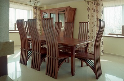 Meble drewniane debowe do salonu stol masywny unikatowe krzesla z drewna. #2051