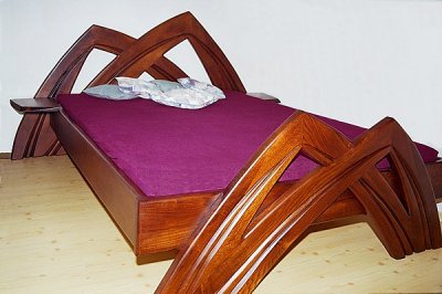 Meble z drewna lozko artystyczne unikatowe do sypialni debowe na wymiar. #3022