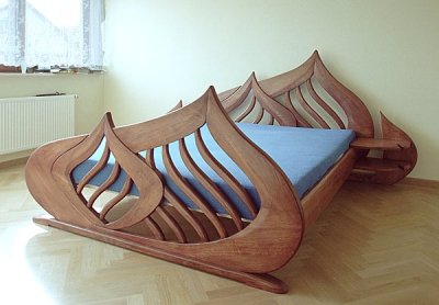 Meble drewniane unikatowe dizajnerskie artystyczne lozko debowe do sypialni, projekt autorski. #3101