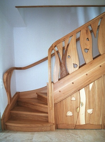 schody unikatowe z drewna dębowego i jesionowego #5092