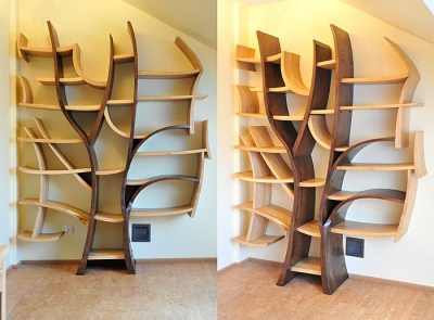 artystyczny regal drewniany na ksiazki. #6321